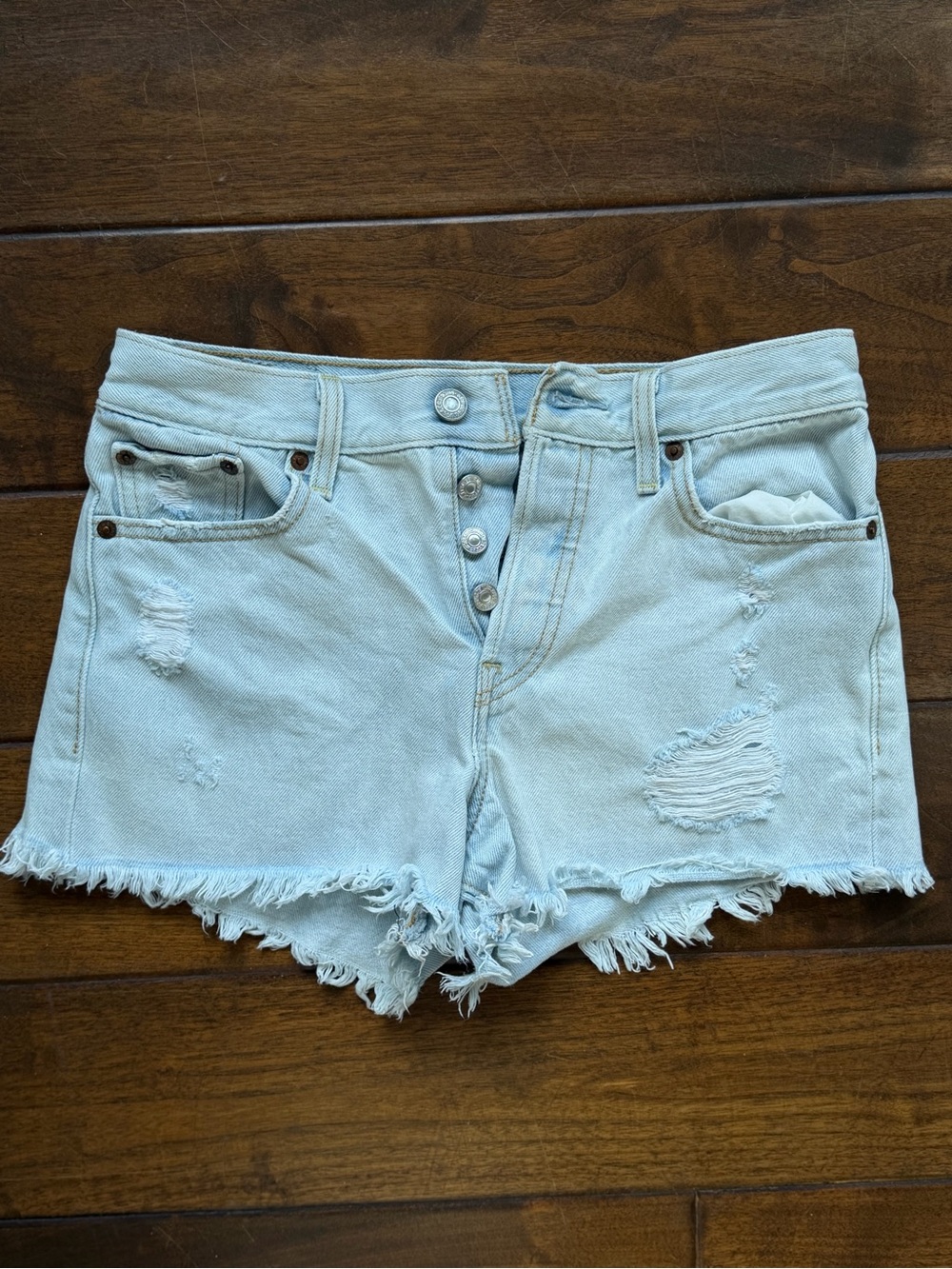Levi’s Distressed Denim Shorts Light Blue